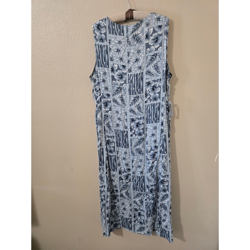 Teddi Vintage Blue Tropical Floral Patchwork Maxi Dress Sleeveless XL - Picture 5 of 5